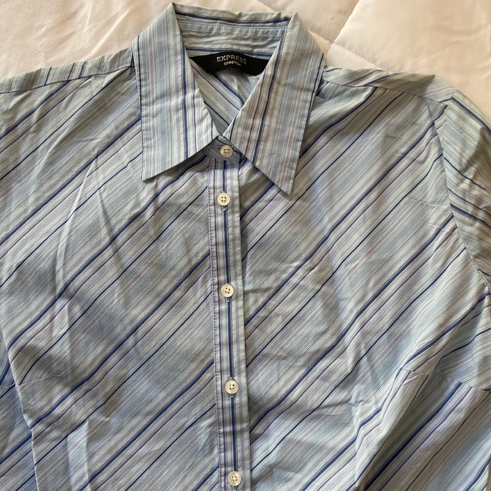 Express Stretch Woman’s Dress Striped Dress Shirt